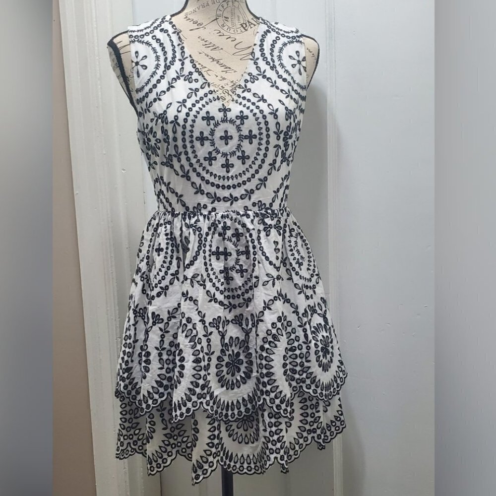 Embroidered Lace Dress /Tiered Fit And Flare Dress. By Express. Petite 🌴